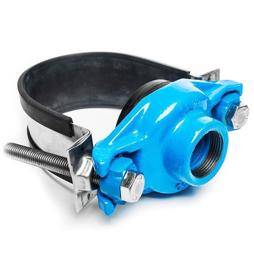 Хомут седловой резьбовой UR-CAST UR-6063 2 1/2" х 708-754 мм PN 16 чугунный