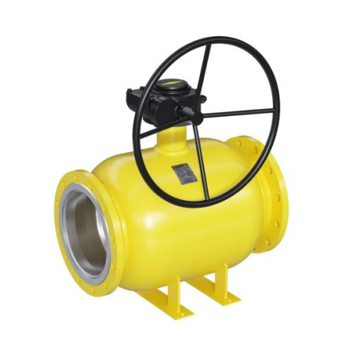Кран шаровой цельносварной LD КШ.Ц.Ф.Р.GAS.700.016.П/П.01 Ду 700 Ру 16 нержавеющий полнопроходный фланцевый с редуктором