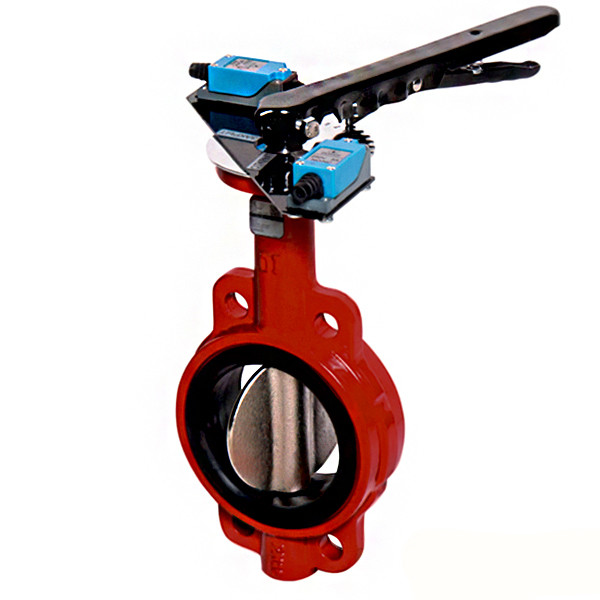 Затвор DENDOR 017W DN 125 PN 10 поворотный дисковый межфланцевый чугунный с рукояткой для систем пожаротушения (EPDM)