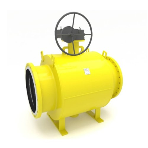 Кран шаровой цельносварной LD КШ.Ц.Ф.Р.GAS.800/700.016.Н/П.01 Ду 800/700 Ру 16 нержавеющий неполнопроходный фланцевый с редуктором