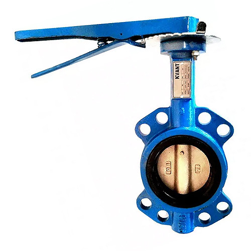 Затвор Kvant Ду 50 Ру 16 дисковый поворотный межфланцевый корпус-чугун диск-нержавеющая сталь 316 Viton с рукояткой